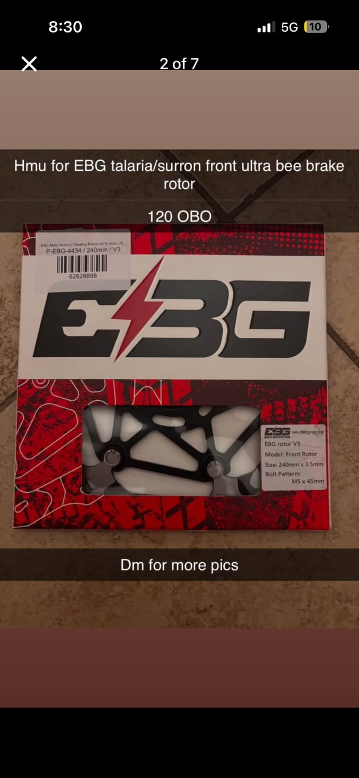 Ebike Garage Rotor Sur-Ron Lbx Fitment Ultra Be Brake Rotor, photo 1 of 5